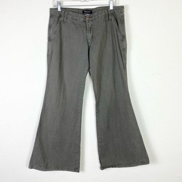 Vintage y2k Truck Jeans Olive Drab Low Rise Wide Leg Flare Jeans Size 11/12 - Picture 1 of 6